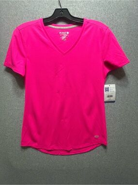 NWT Reel Legends "Freeline" V-Neck Performance Tee - Pink Glo - Size Small